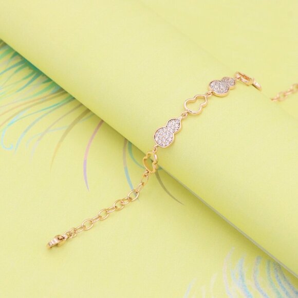 "Elegant Rose Gold Gourd Design Bracelet with Crystal Accents, XPBL0918 - Picture 6 of 12